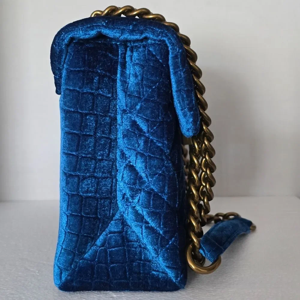Kurt Geiger London Teal Velvet Large Brixton Convertable Lock Bag